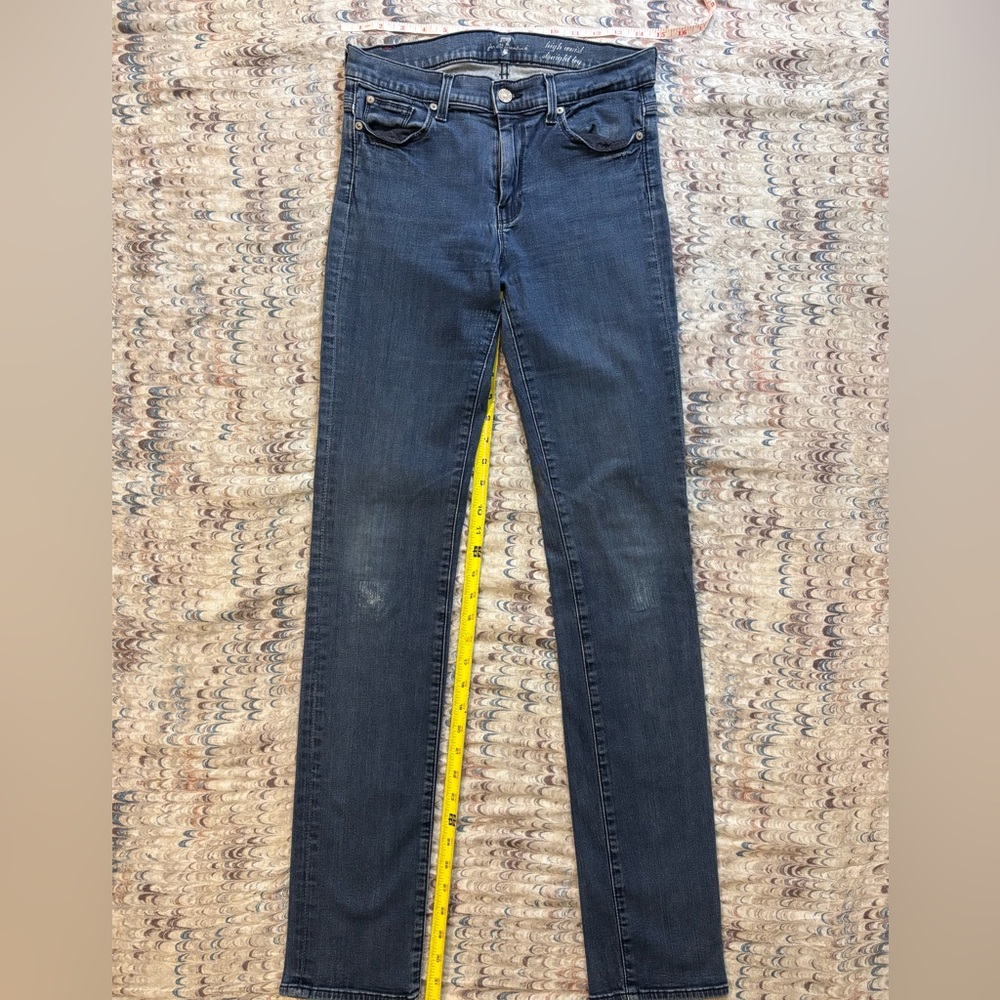 7 FOR ALL MANKIND Wm 30 High Waist Straight Leg Medium Wash